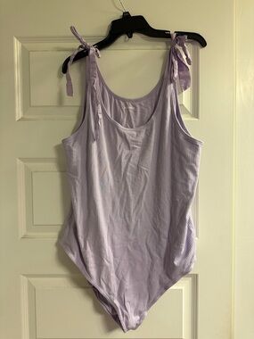 Old Navy Lavender Ribbed Tie-Shoulder Bodysuit